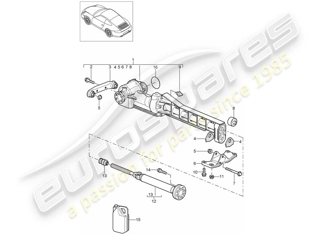 porsche 997 gen. 2 (2010) front axle differential part diagram