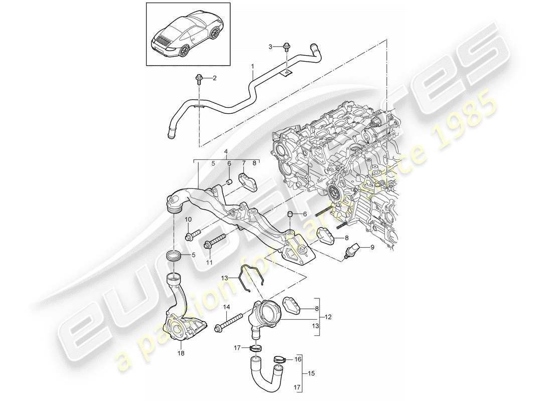 porsche 997 gen. 2 (2010) sub-frame part diagram