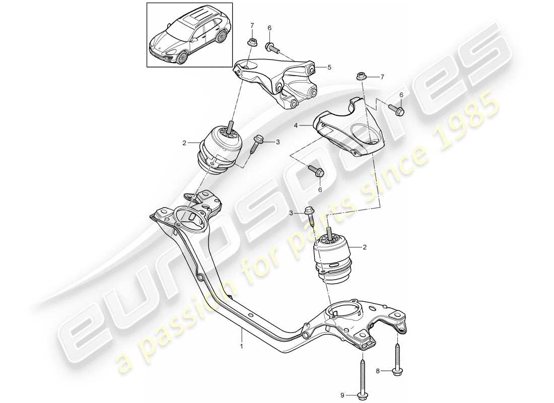 porsche cayenne e2 (2014) engine lifting tackle part diagram