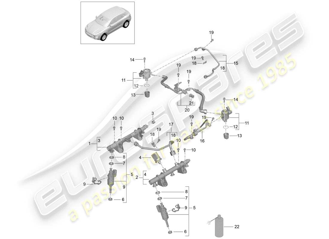 porsche macan (2015) fuel collection pipe part diagram