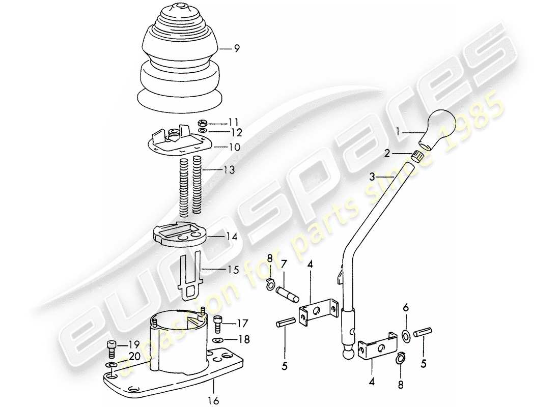 porsche 911 (1971) shift lever - transmission control - 4th/5th gear - model year - -73- part diagram