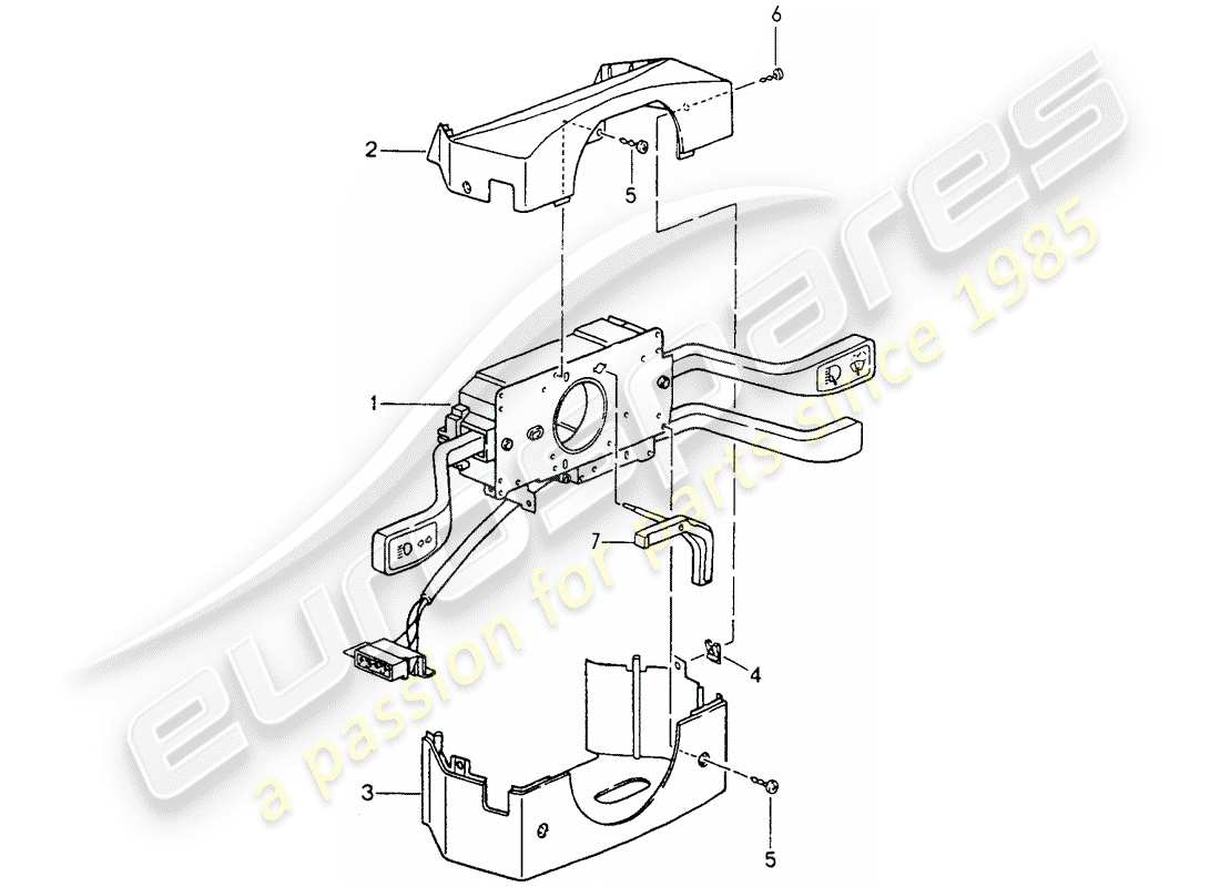 porsche 964 (1992) steering column switch part diagram