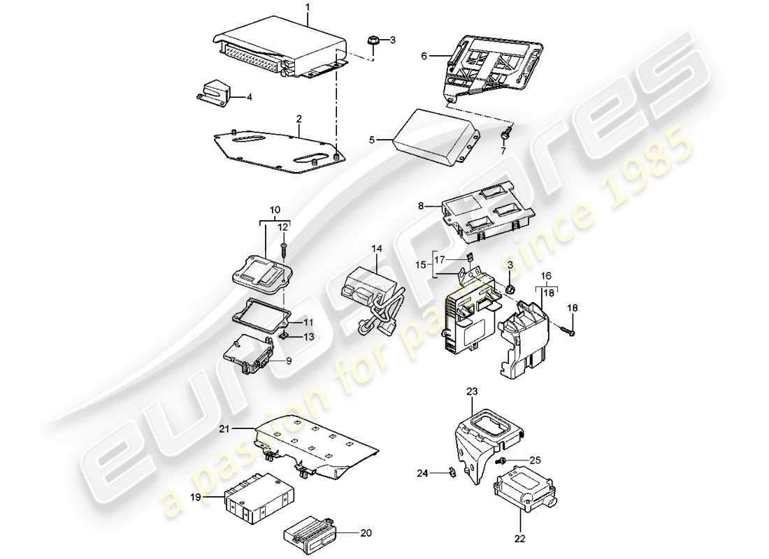 porsche boxster 987 (2007) control units part diagram