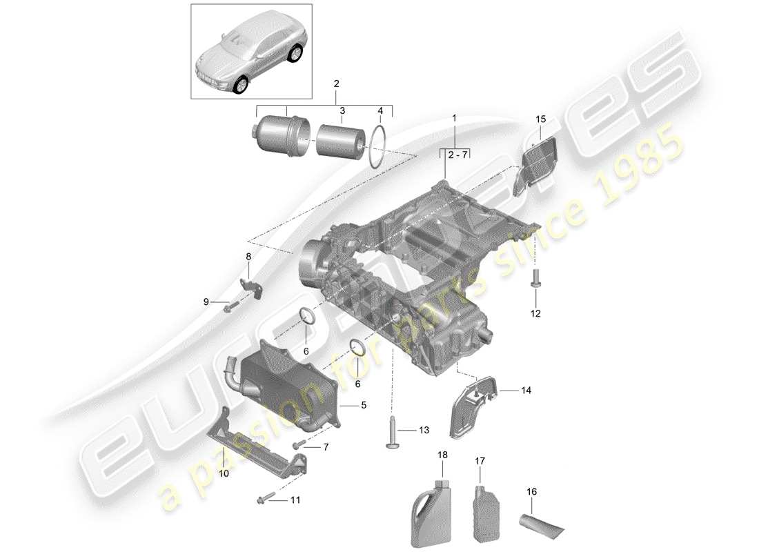 porsche macan (2015) oil-conducting housing part diagram