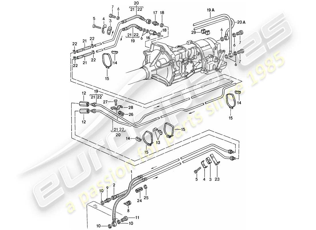 porsche 944 (1987) oil cooling - automatic transmission part diagram