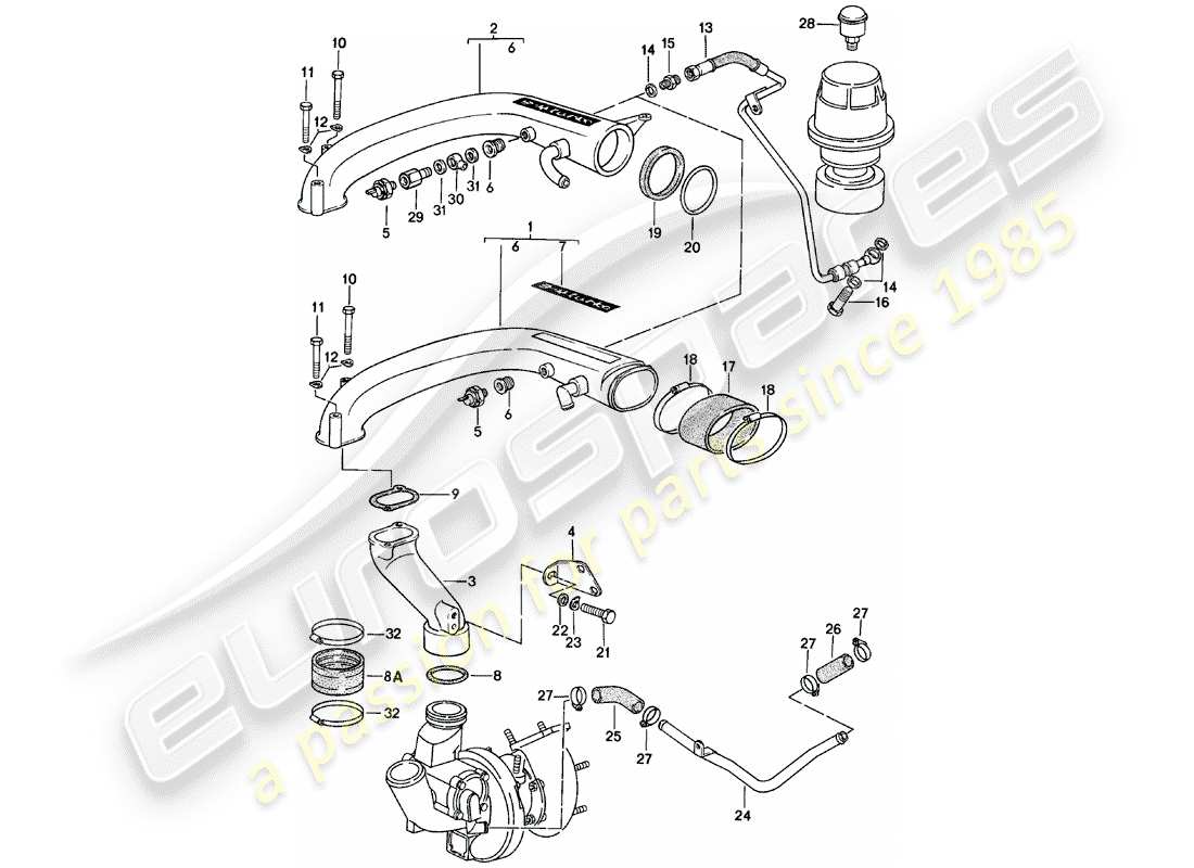 porsche 924 (1983) turbocharging part diagram