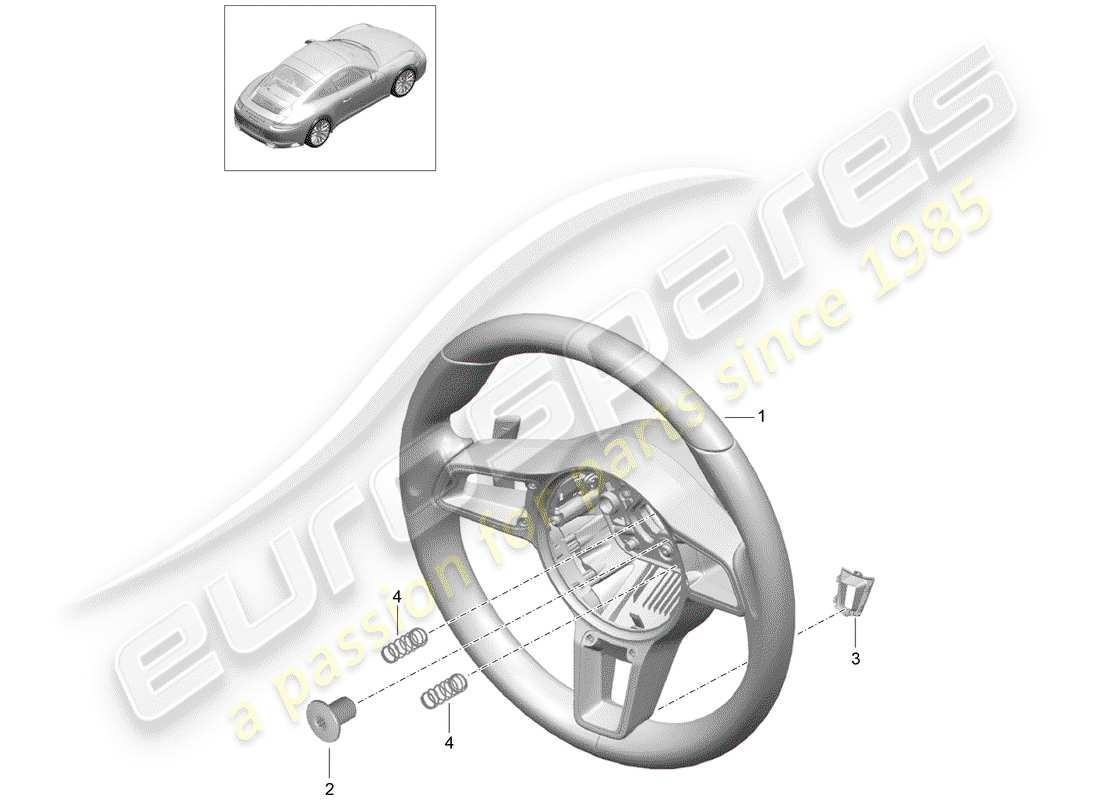 porsche 991 gen. 2 (2020) steering wheel part diagram