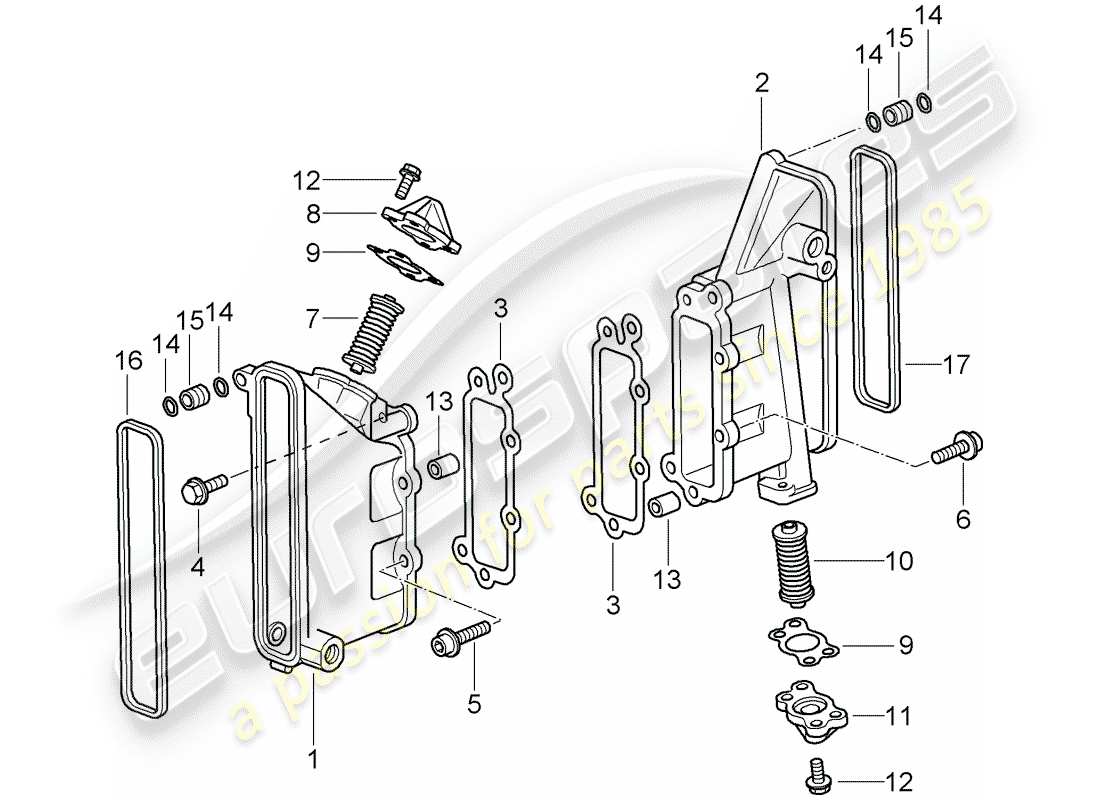 porsche 997 t/gt2 (2007) chain case part diagram