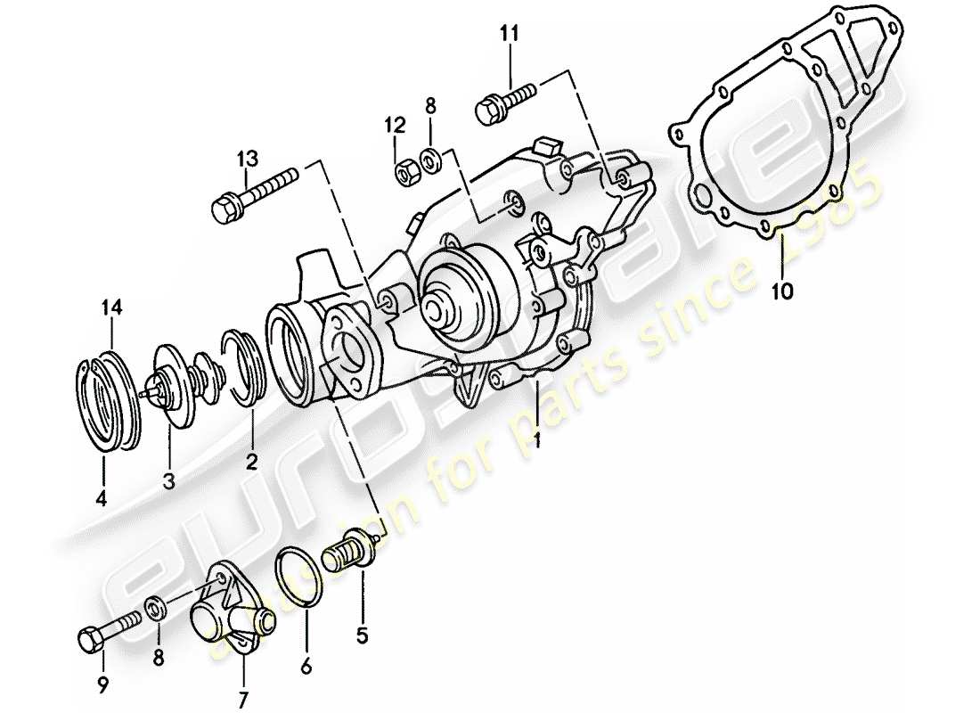 porsche 944 (1987) water pump part diagram