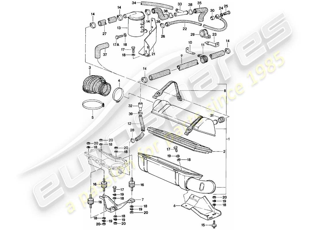 porsche 924 (1982) air cleaner system part diagram