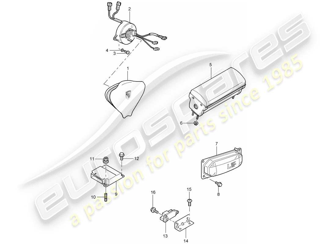 porsche carrera gt (2004) airbag part diagram