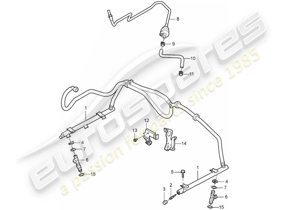 porsche 997 (2008) fuel collection pipe part diagram