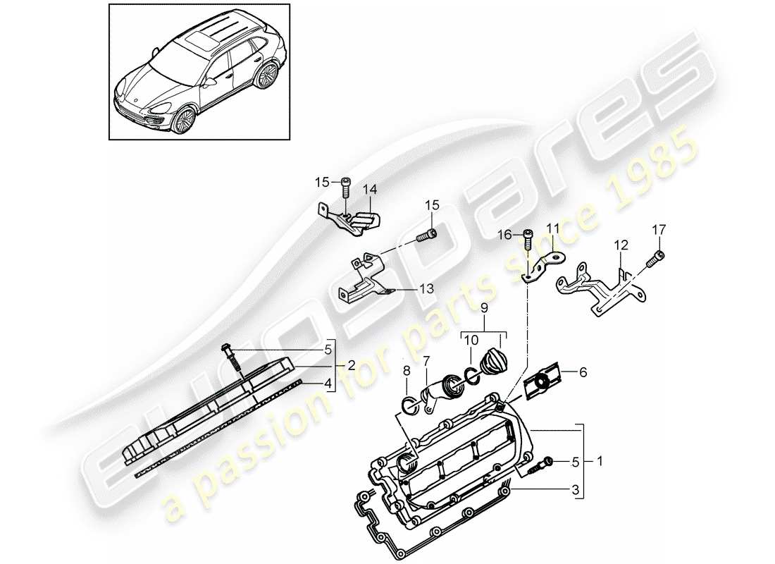 porsche cayenne e2 (2016) valve cover part diagram