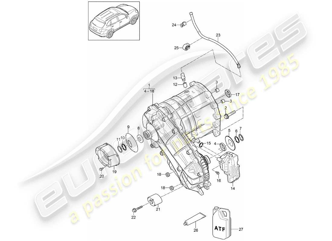 porsche cayenne e2 (2014) transfer box part diagram