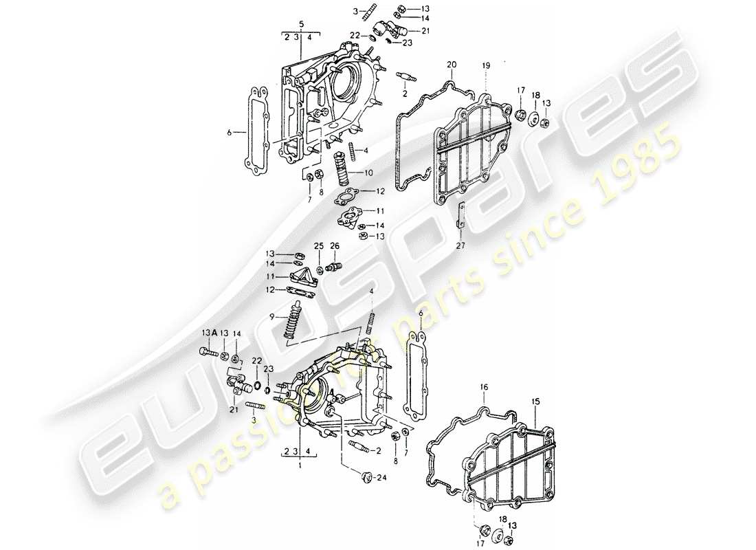 porsche 964 (1992) chain case - tensioner - chain part diagram