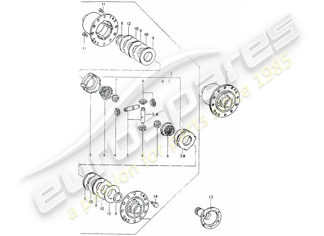 porsche 964 (1992) limited slip differential part diagram