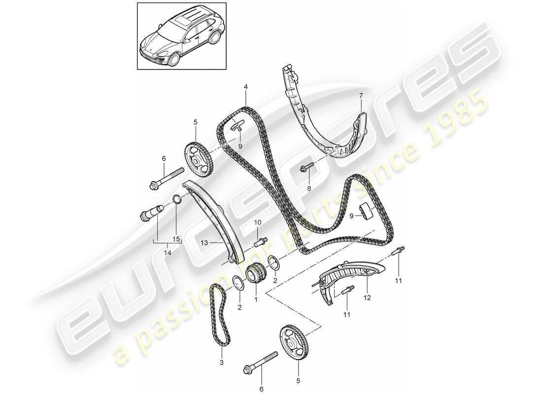 porsche cayenne e2 (2014) timing chain part diagram