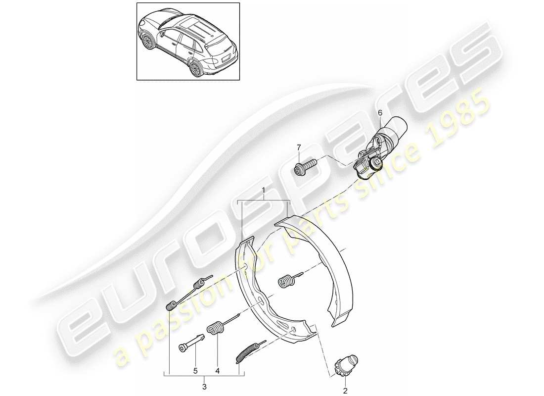 porsche cayenne e2 (2014) parking brake part diagram