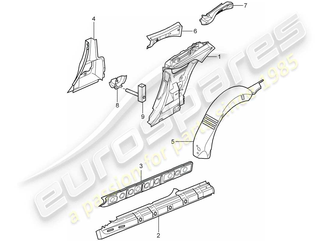 porsche 997 (2008) side panel part diagram