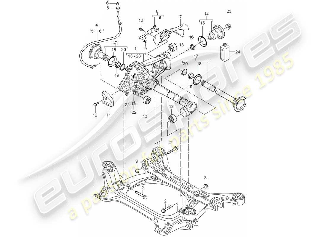 porsche cayenne (2004) front axle differential part diagram