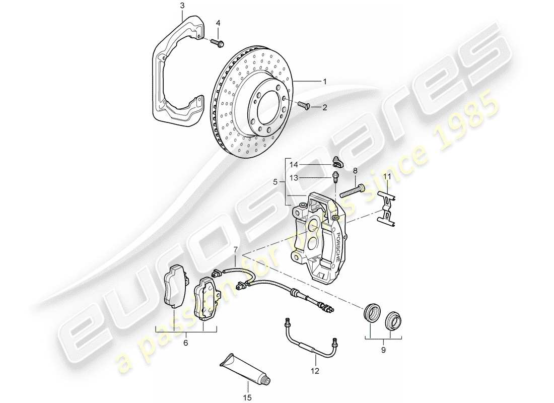 porsche 997 t/gt2 (2007) disc brakes part diagram