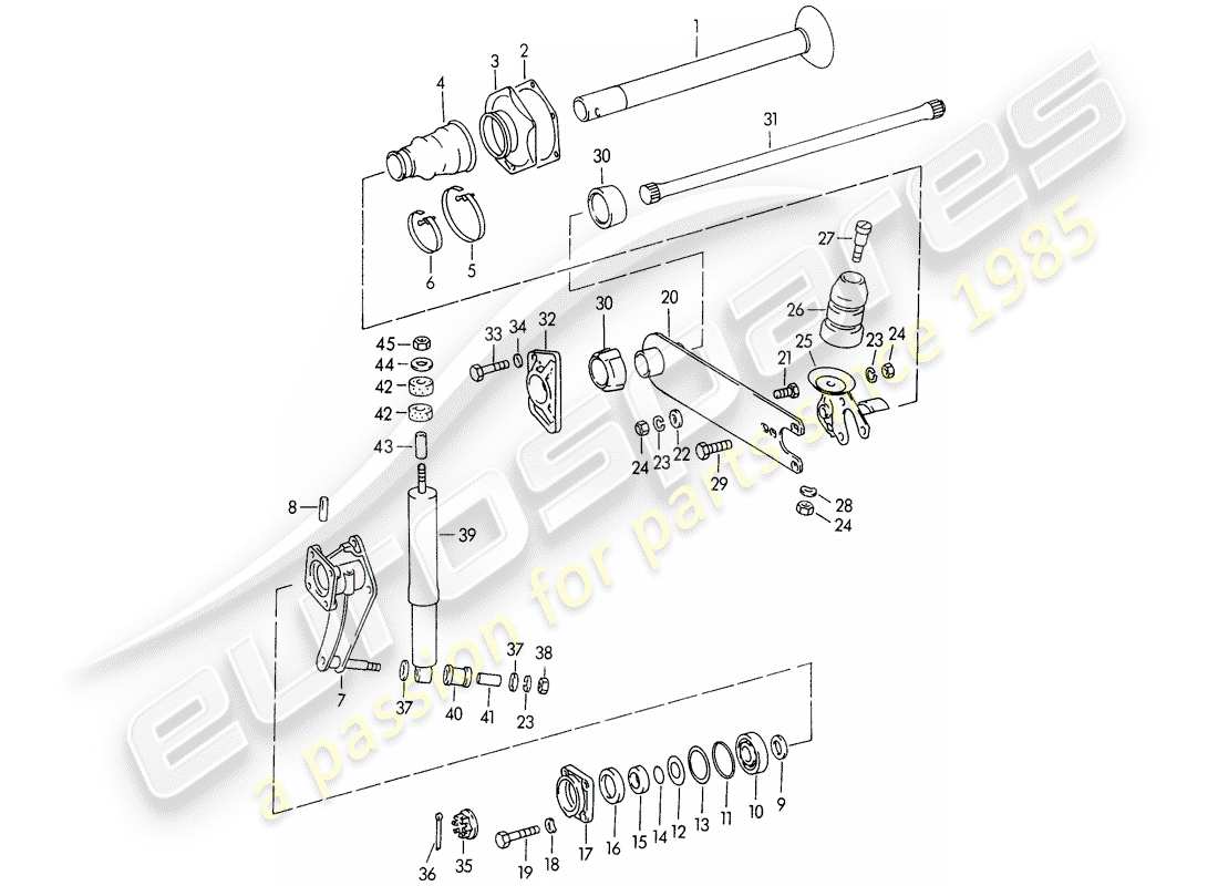 porsche 356/356a (1957) rear axle part diagram