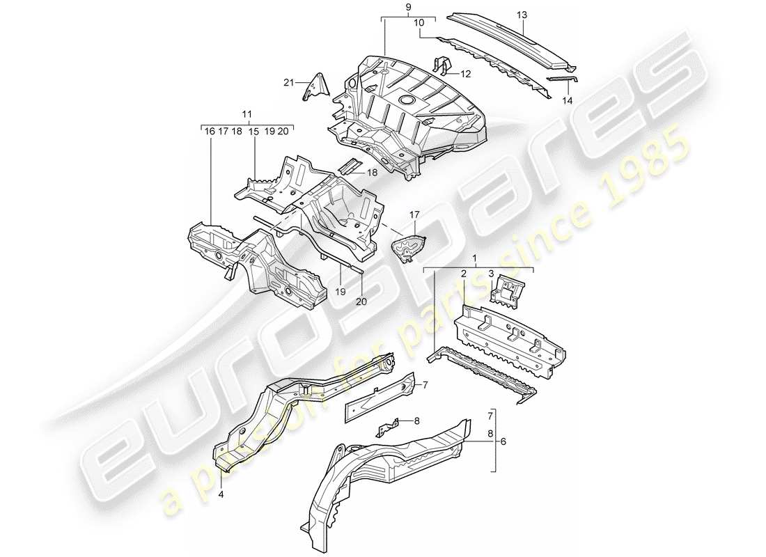 porsche 996 t/gt2 (2004) rear end part diagram