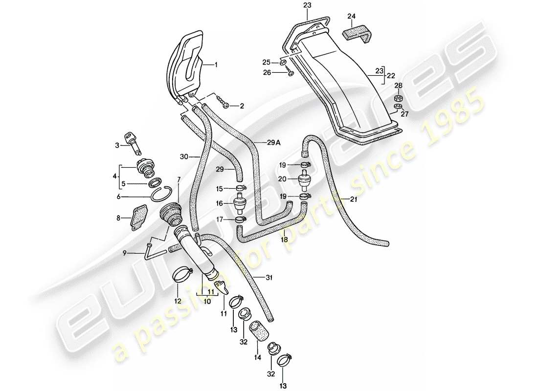 porsche 924s (1987) fuel tank - 2 part diagram