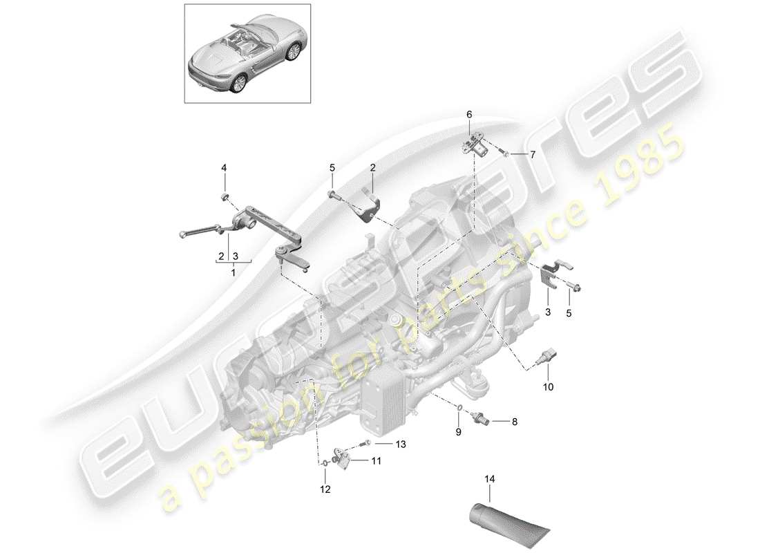 porsche 718 boxster (2018) manual gearbox part diagram