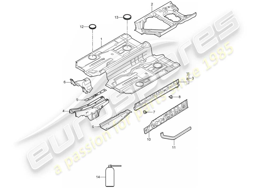 porsche 997 (2008) floor plates part diagram