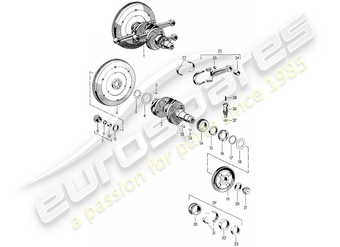 porsche 356/356a (1957) crankshaft - m 22 001 >> - m 50 101 >> - m 33 901 >> - m 41 001 >> - m 60 001 >> - m 80 001 >> part diagram