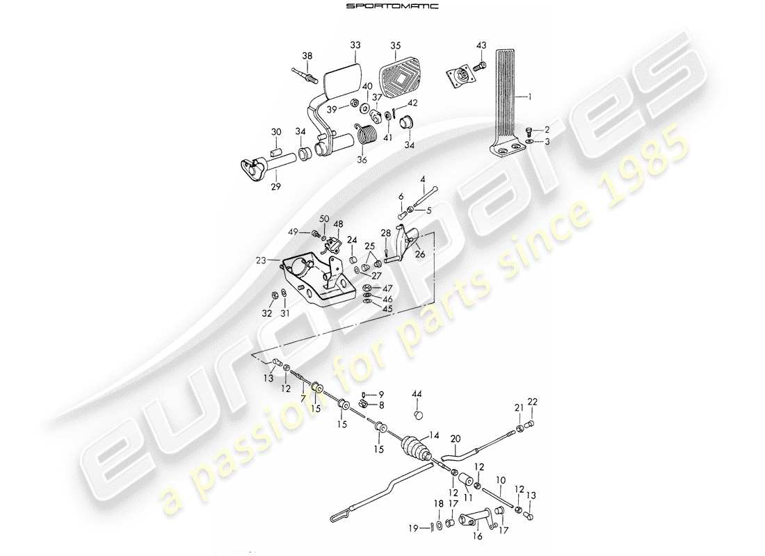 porsche 911 (1971) pedals part diagram