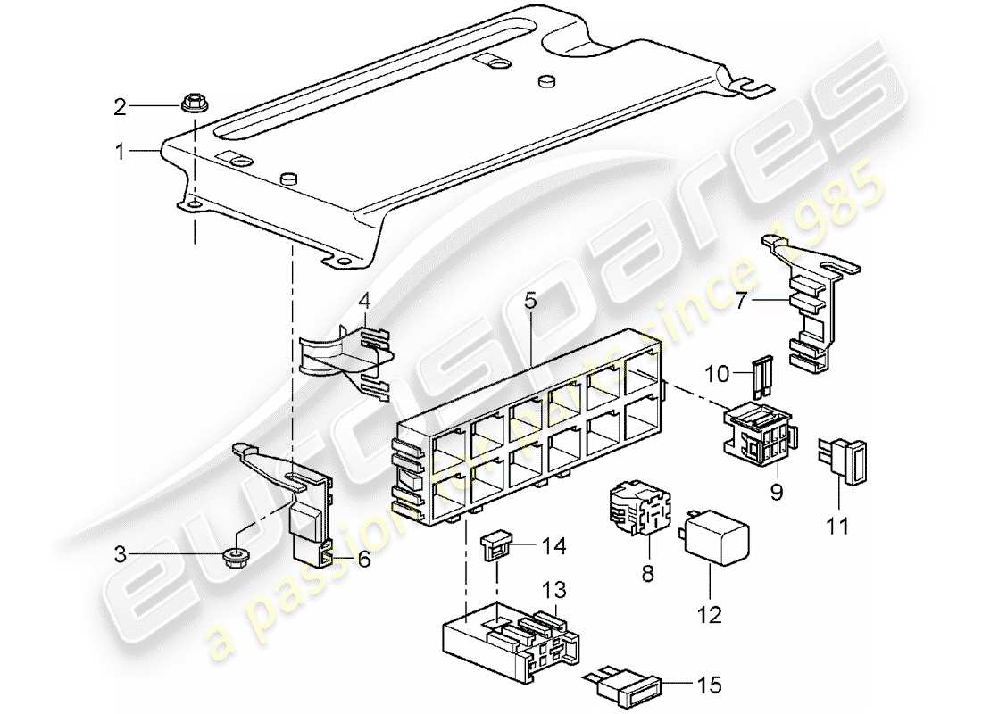 porsche 997 (2008) fuse box/relay plate part diagram