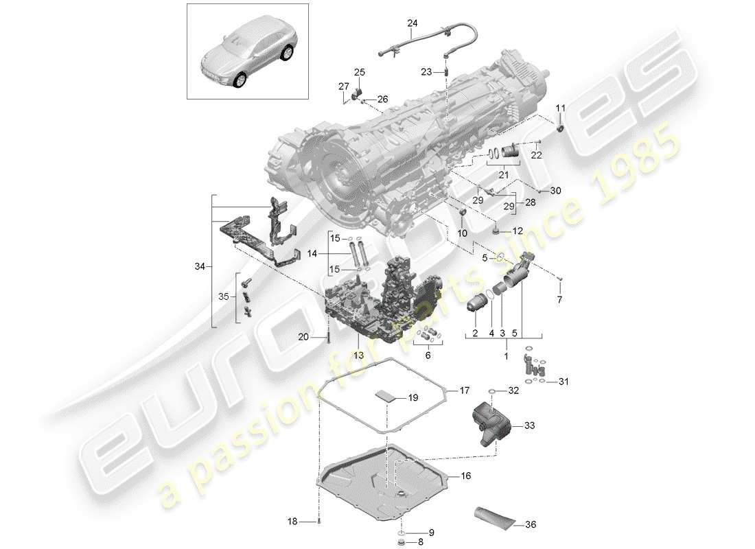 porsche macan (2015) - pdk - part diagram