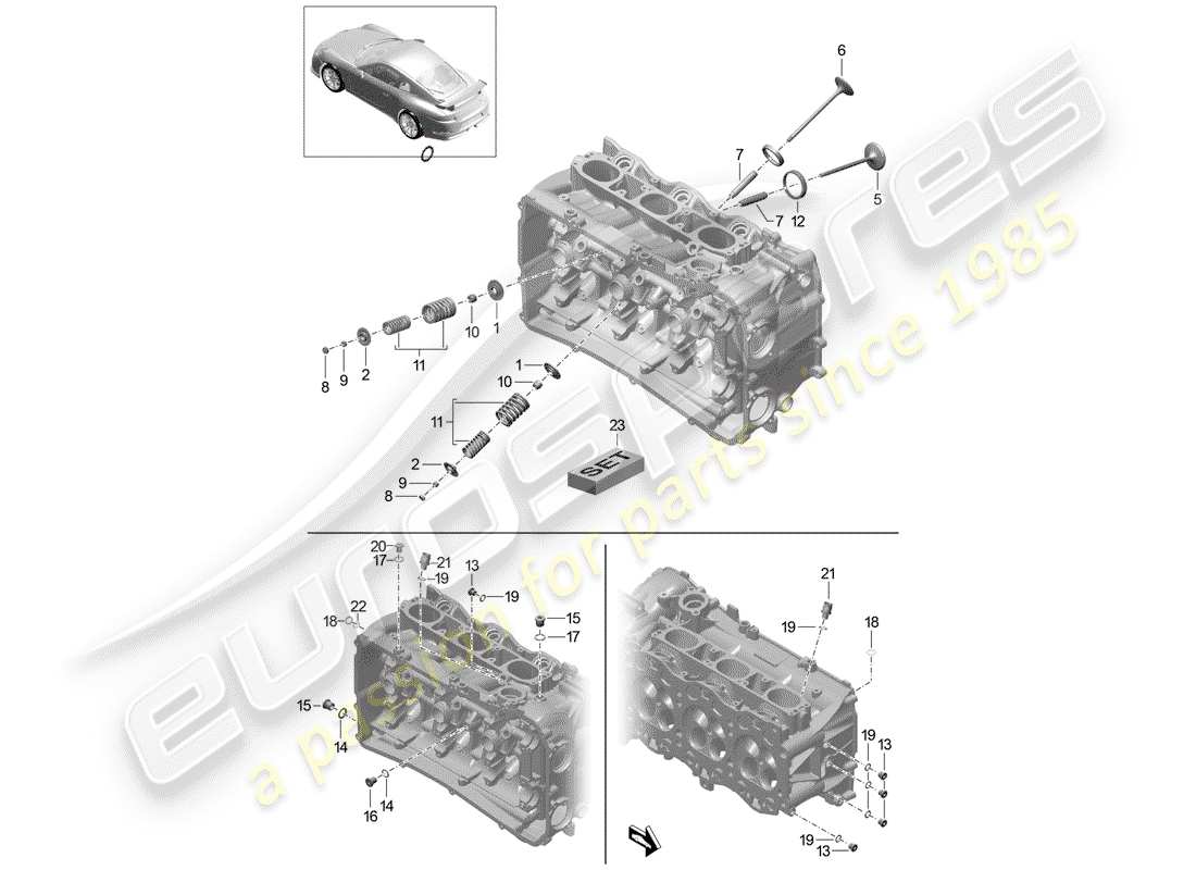 porsche 991r/gt3/rs (2016) cylinder head part diagram