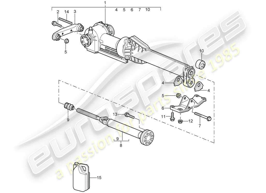 porsche 997 (2007) front axle differential part diagram