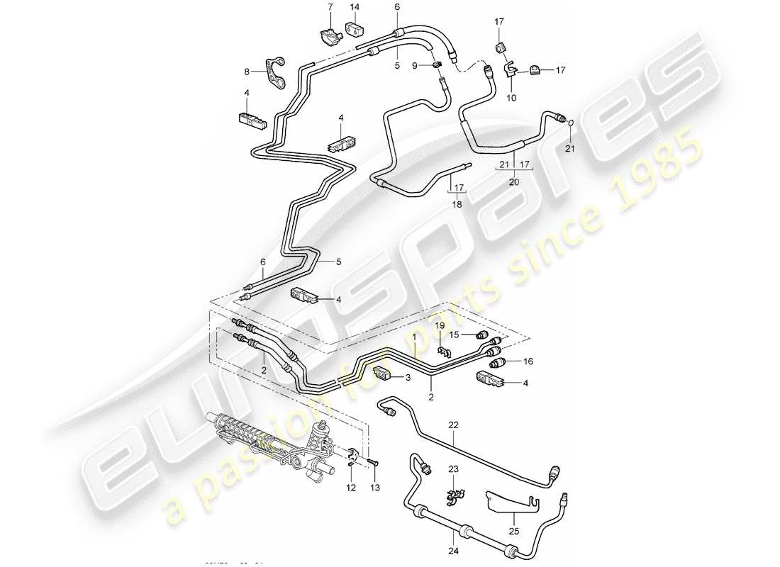 porsche 997 (2007) power steering part diagram