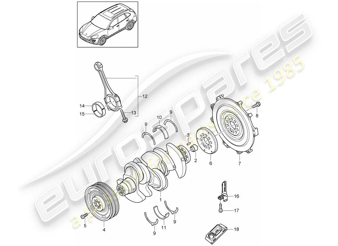 porsche cayenne e2 (2014) crankshaft part diagram