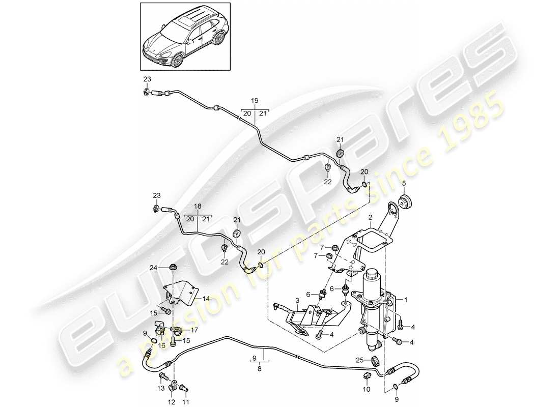 porsche cayenne e2 (2014) control mechanism part diagram