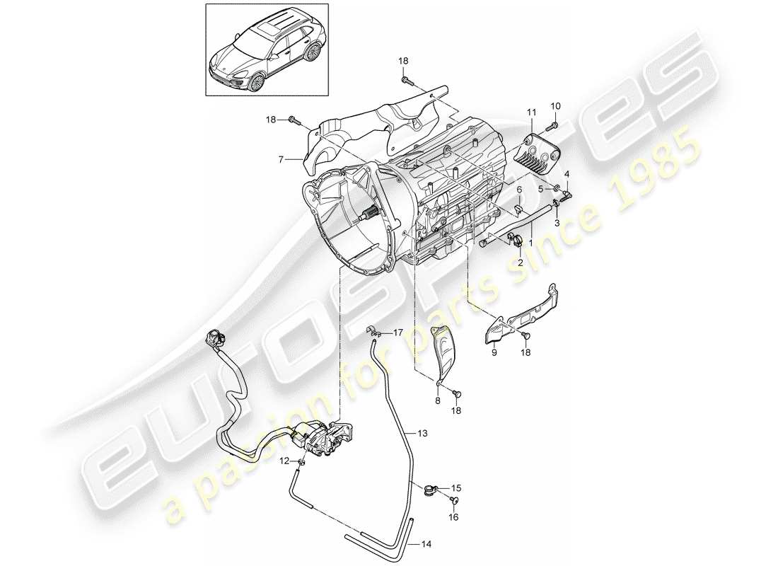 porsche cayenne e2 (2014) 8-speed automatic gearbox part diagram