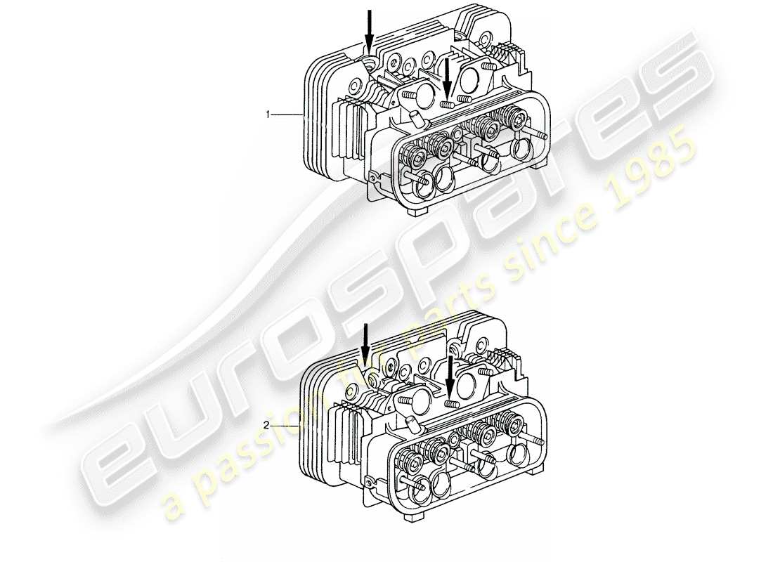 porsche replacement catalogue (1985) cylinder head part diagram