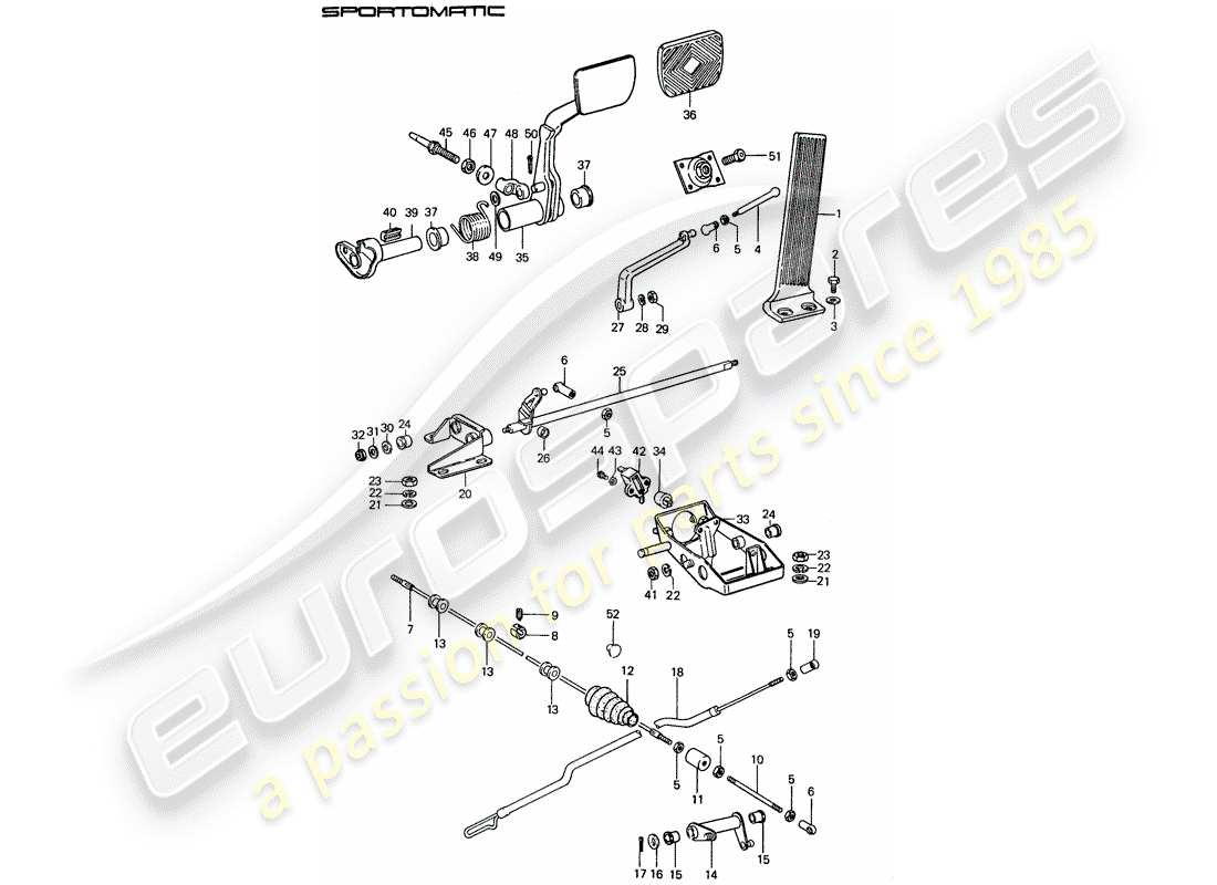 porsche 911 (1976) pedals part diagram