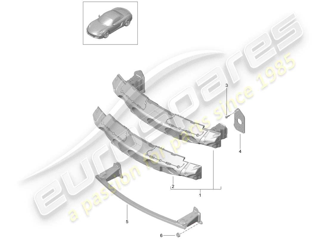 porsche boxster 981 (2013) bumper bracket part diagram