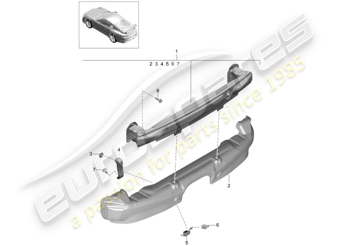 porsche 991r/gt3/rs (2020) bumper bracket part diagram