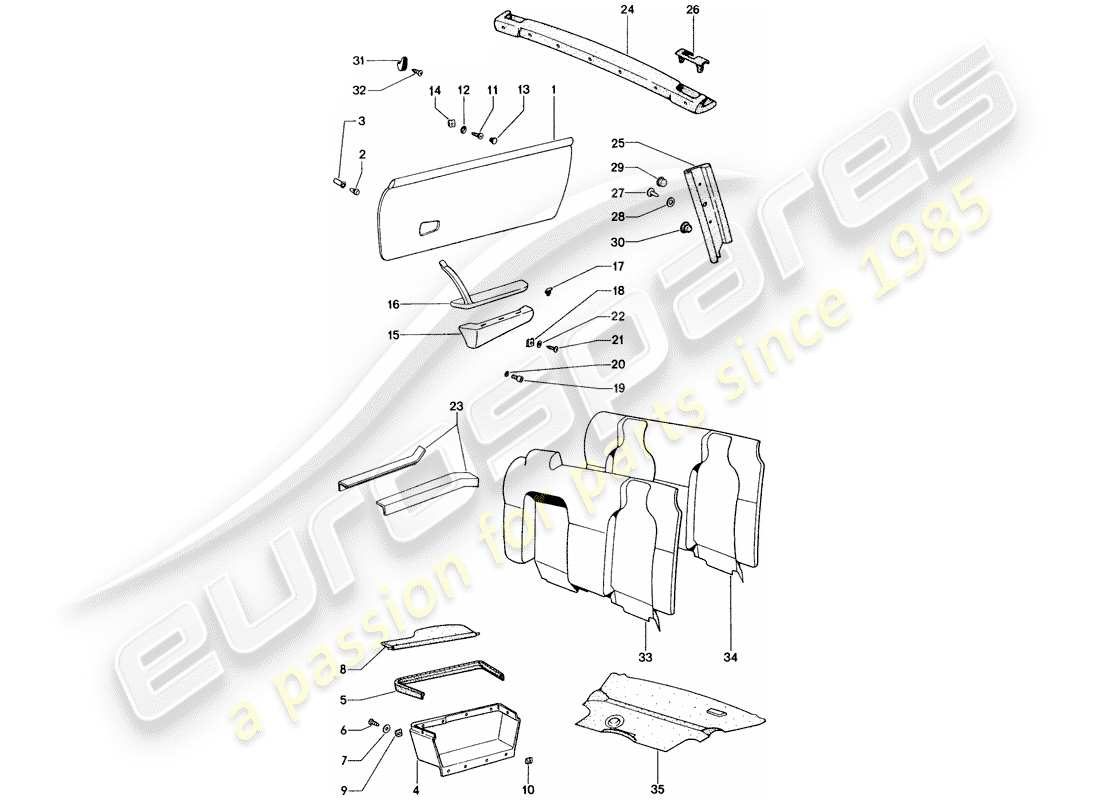 porsche 914 (1972) interior equipment part diagram