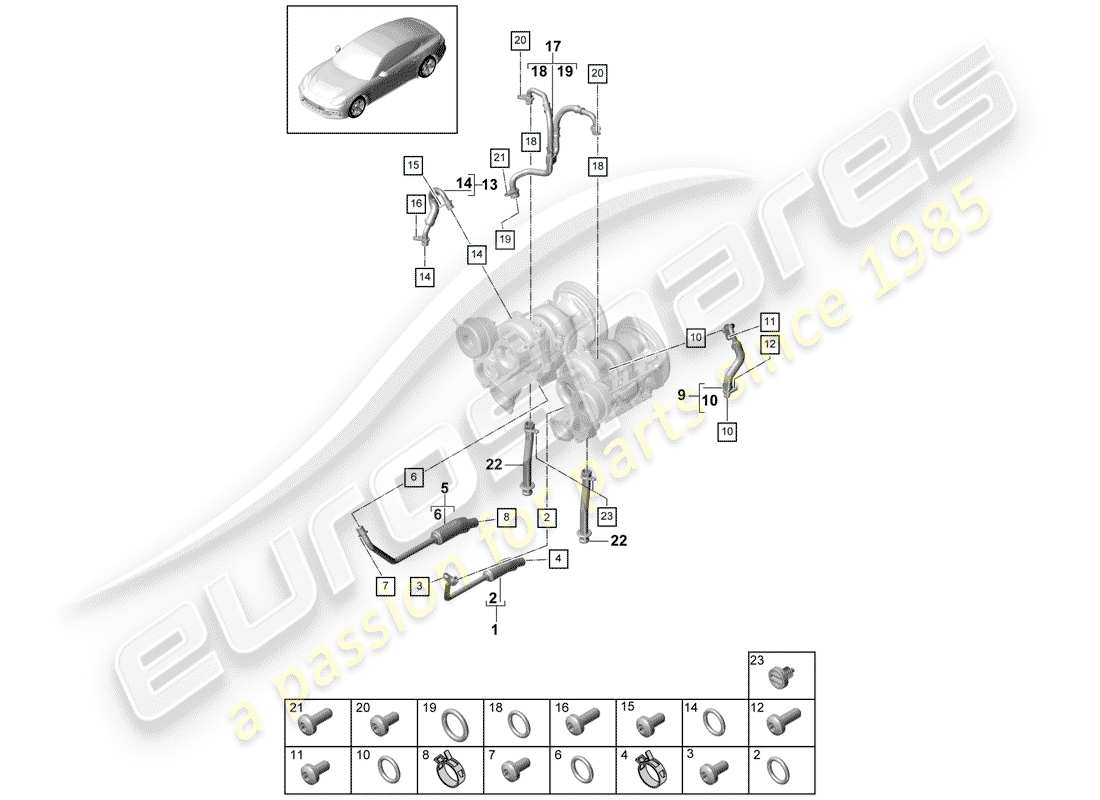 porsche panamera 971 (2019) water cooling for part diagram