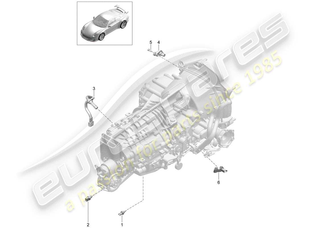 porsche 991r/gt3/rs (2016) manual gearbox part diagram