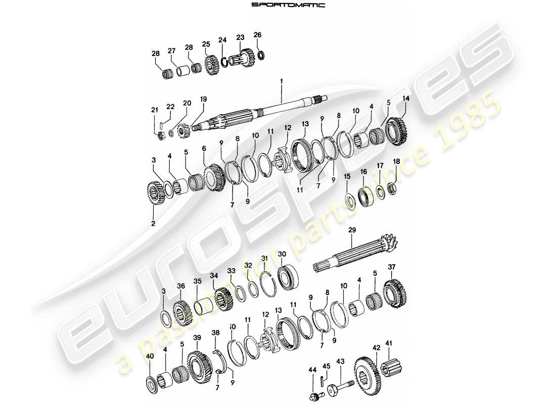 porsche 914 (1972) gears and shafts part diagram