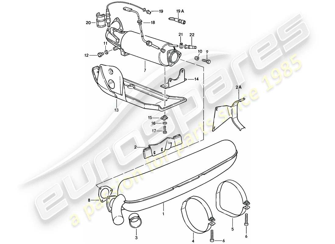 porsche 911 (1986) exhaust system part diagram