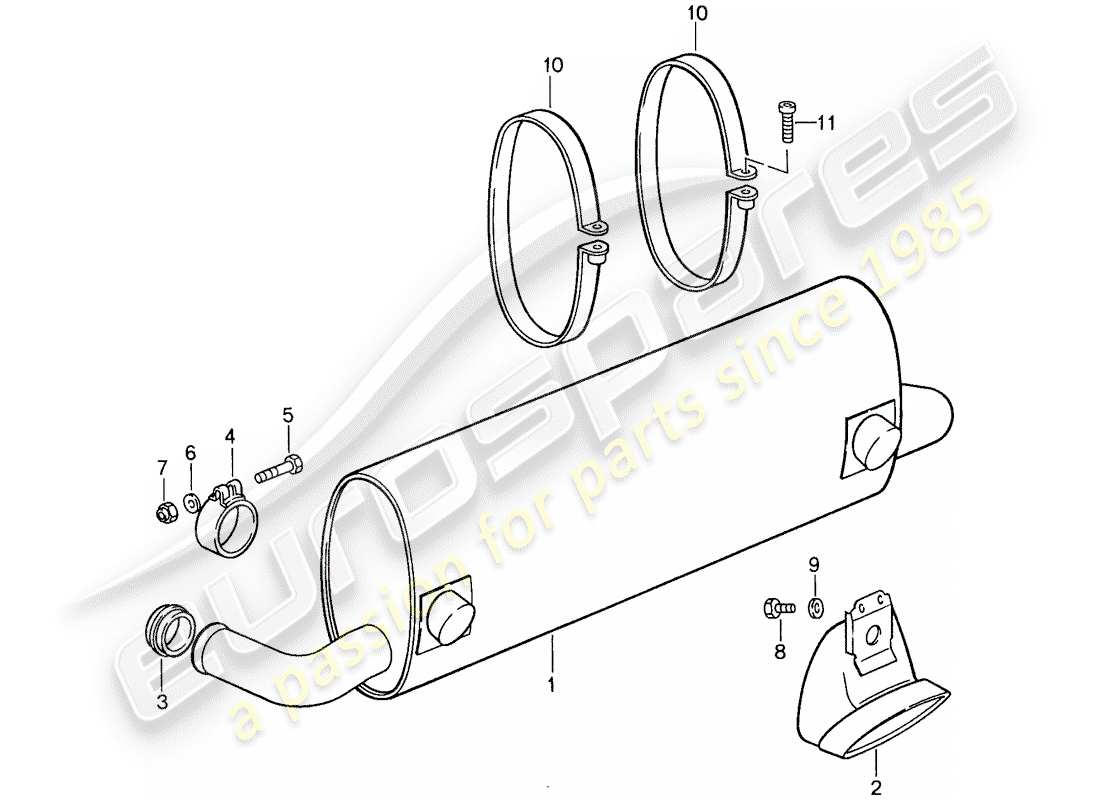 porsche 959 (1987) silencer part diagram